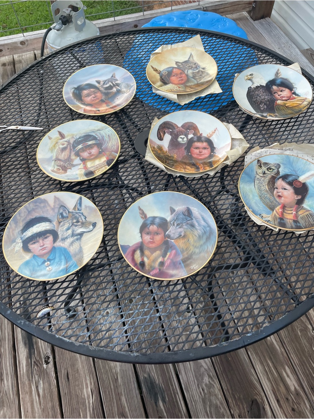 VINTAGE Collectible Native Child & Animal Decorative Plates - Set of 8